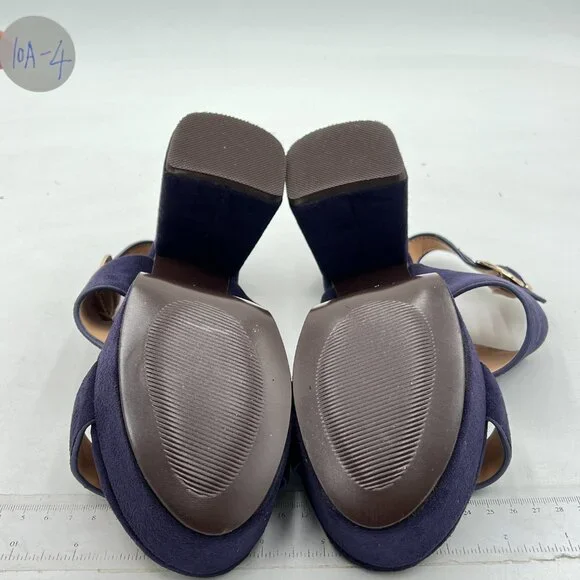 FOWT Navy Open Toe Platfrom Sandals Chunky Heel Slingbacks Buckle Wide Band Shoe - Picture 7 of 8